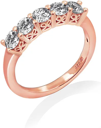 Vista 59 de Amazon Essentials Anillo de plata de ley de cinco piedras con circonita cúbica de corte redondo Infinite Elements (anteriormente colección Amazon)