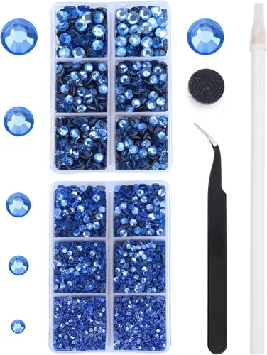 Vista 28 de 6796PCS Diamantes de Imitación Termoadhesivos de Aguamarina Piedras de Cristal de Vidrio para Tela Ropa Camisas Brillantes Parte Trasera Plana