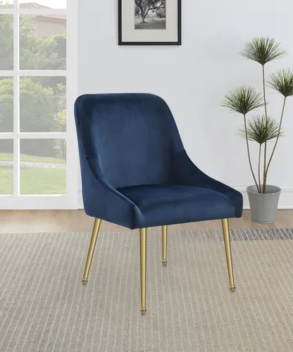 Vista 2 de Coaster Home Furnishings - Mayette - Sillas laterales tapizadas de metal - Sillas de comedor sin brazos de terciopelo con patas metálicas cónicas