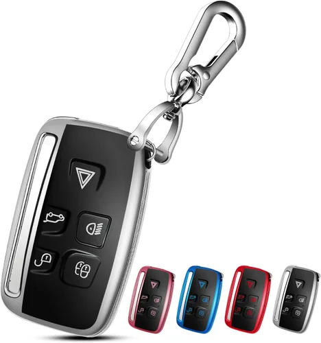Vista 7 de QBUC Funda para llavero LAND ROVER con llavero para Range Rover Evoque Sport Velar Land Rover Discovery Jaguar F-Pace F-Type XE XEL XF XFL XJ Azul