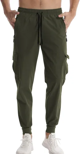 Vista 2 de Surenow Pantalones deportivos ligeros para hombre, de secado rápido, pantalones de senderismo para entrenamiento, pantalones deportivos para hombre