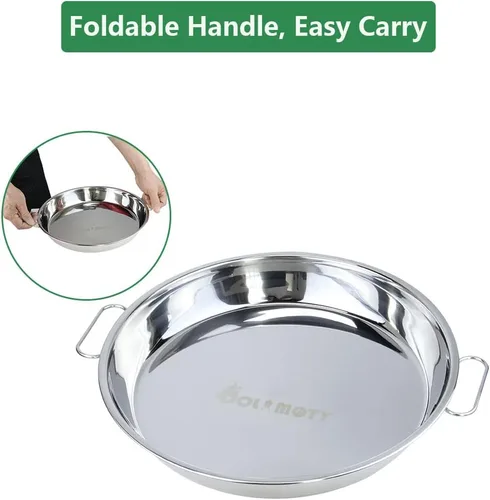 Vista 2 de Bandeja de goteo de acero inoxidable para Big Green Egg Large - Piezas de repuesto de accesorios Big Green Egg Bandeja para asar, También compatible