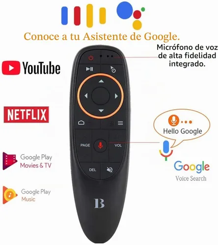 Vista 2 de BL Control remoto de mouse de aire, control remoto por voz 2.4G RF inalámbrico con giroscopio de 6 ejes IR aprendizaje, USB Air Mouse remoto