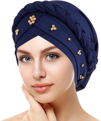 Vista 2 de Gorra de bola base para mujer, gorra de diadema con cuentas trenzadas, turbante, gorras de béisbol, sombreros