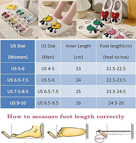 Vista 6 de Cute Slippers for Women Men Soft Plush Warm Couples Slides Home Slippers