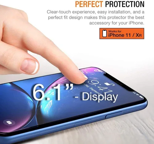 Vista 3 de Protector de pantalla de vidrio templado diseñado para Apple iPhone 11 (2019) / iPhone XR (2018), paquete de 3 películas de vidrio 9H HD de 0.010 in