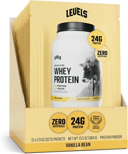 Vista 17 de Levels Proteína de Suero Alimentada con Pasto en Polvo, Sin Artificiales, 24G de Proteína, Cappuccino, 2LB