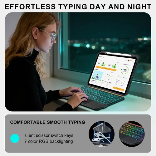 Vista 5 de WIWU Funda con teclado para iPad Pro de 11 pulgadas M5/M4 2025/2024, color negro