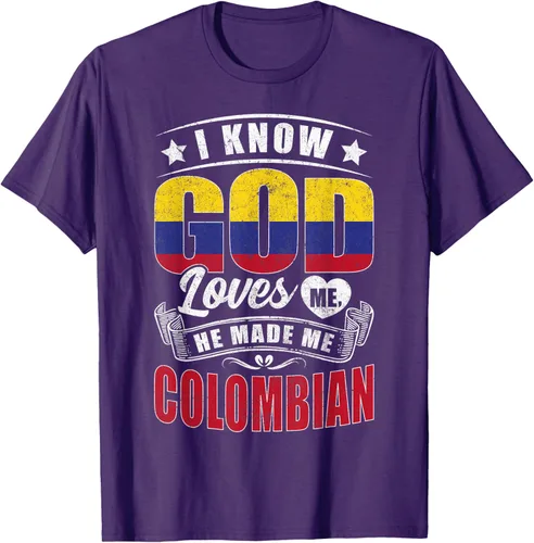 Vista 17 de Camiseta Colombia Flag God Loves Me Funny Colombians, Negro