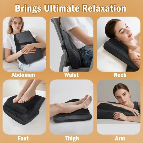 Vista 8 de Joyset - Masajeador de espalda con calor, cojín para silla Shiatsu para espalda baja Upper & Lower Back 2-Level Heat, 16 Nodes Bidirectional Deep