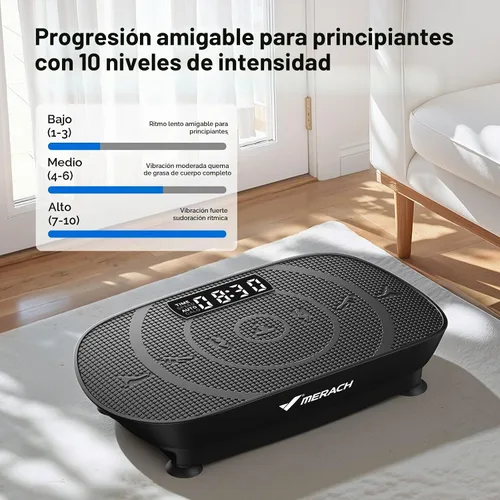 Vista 5 de Merach CV30 Curved Vibration Plate Exercise Machine for Lymphatic Drainage Negro