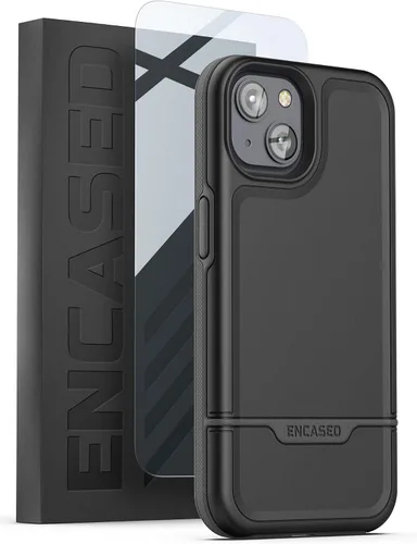 Vista 8 de ENCASED Funda a prueba de golpes compatible con iPhone 14, funda ultra protectora resistente para teléfono, serie Rebel (negro)