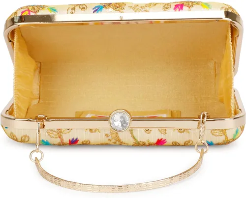 Vista 4 de LONGING TO BUY Embrague de caja de diseño hecho a mano para mujeres, embrague bordado Zari para mujeresembrague de mano para mujeres