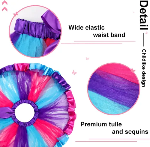 Vista 6 de iROLEWIN Kids Fairy Butterfly Wings for Girls Toddlers Dress-Up Costume Mask Tutu and Headband Sister Birthday Gifts Party