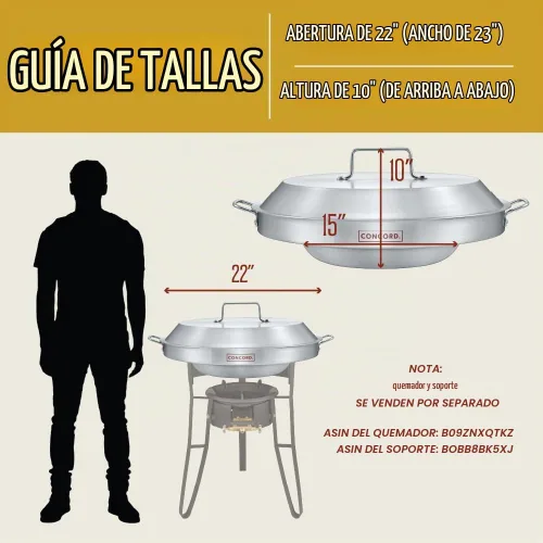 Vista 2 de CONCORD Juego de utensilios de cocina de acero inoxidable de 3 piezas de 22 pulgadas. Comales Discada Set