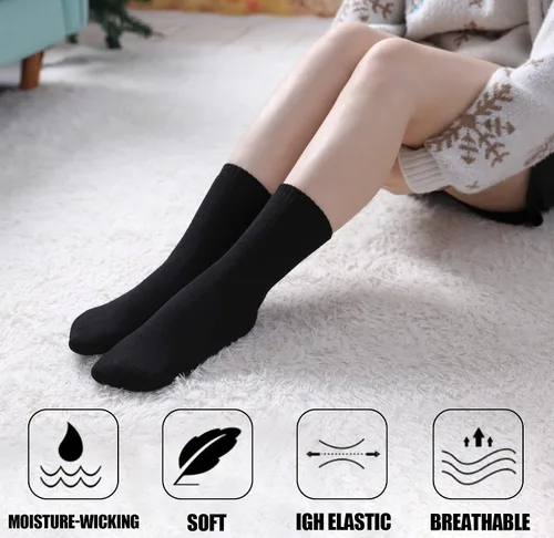 Vista 4 de SDBING Women's Thick Cotton Socks Soft Cotton Winter Warm Crew Socks for Women