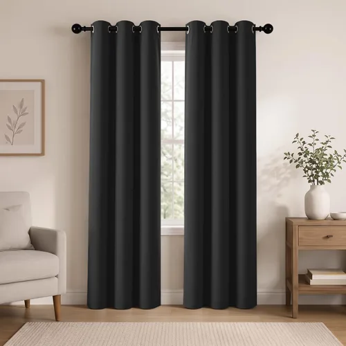 Vista 18 de Cortinas de oscurecimiento de habitación de 45 pulgadas de largo para dormitorio y sala de estar, cortinas térmicas aislantes con ojales