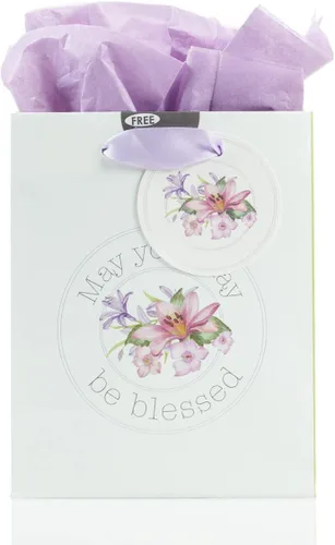 Vista 21 de Christian Art Gifts Bolsa de Regalo Retrato con Etiqueta y Juego de Papel de Seda para Mujeres: Quédate Quieta y Conoce - Salmo 46:10 Versículo