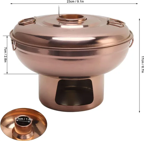 Vista 3 de Olla caliente de carbón pequeña, acero inoxidable pulido con diseño de chimenea para comedor buffet 410 acero inoxidable oro rosa 9.1 in 1 unidad