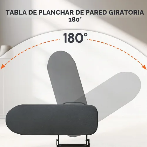 Vista 3 de Tabla de planchar para montar en la pared, compacta que ahorra espacio, tabla de hierro plegable para cuarto de lavado, 36 x 12 pulgadas, color negro