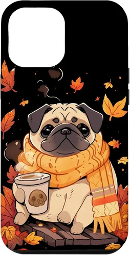 Vista 26 de Pug Fall Autumn Leaves Pumpkin Spice Latte Dog Kawaii Case for iPhone 17