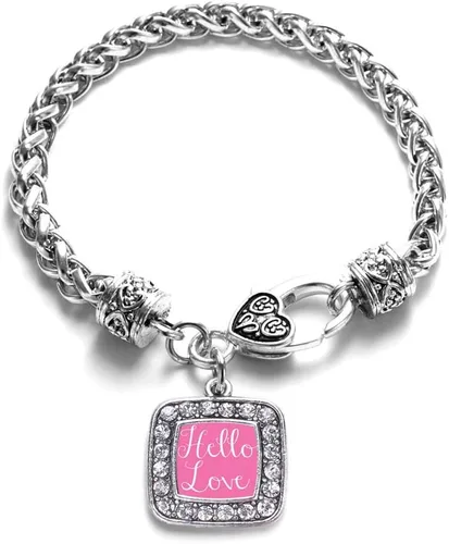 Vista 182 de Pulsera de dijes cuadrados de plata con joyería de circonita cúbica