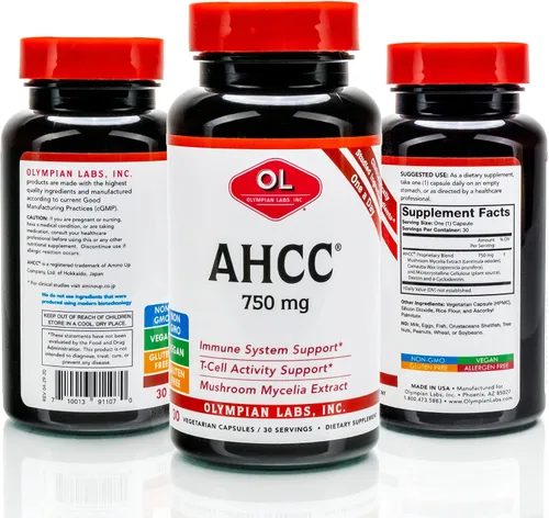 Vista 2 de Olympian Labs Suplemento AHCC premium de 750 mg de AHCC por cápsula – Apoya la salud inmunológica, la función hepática y la actividad natural