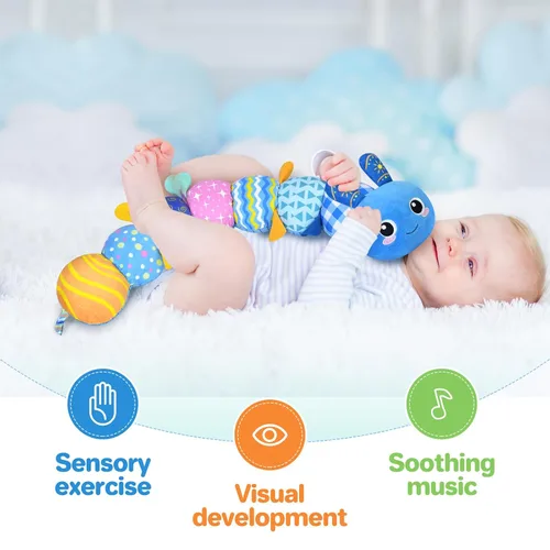Vista 6 de KMUYSL Juguetes para Bebés 0-6 6-12 Meses, Juguete de Peluche Musical Sensorial de Animales para 0 1 2 3 4 5 6+ Meses, Juguete de Peluche