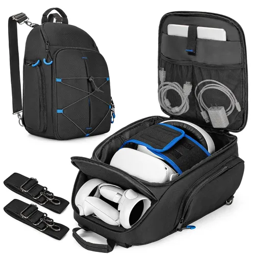 Vista 7 de Carrying Case Compatible with Oculus Meta Quest 2/Quest 3/Quest 3S/VR Elite Strap, Travel Storage Bag Backpack with Separate Room for Touch