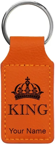 Vista 11 de Llavero rectangular, corona de rey, grabado personalizado incluido, Bambú