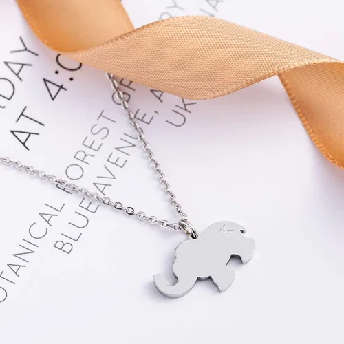 Vista 3 de Meibai Collares de elefante de la suerte con inicial delicado collar de elefante de acero inoxidable regalo para mujeres y niñas amantes
