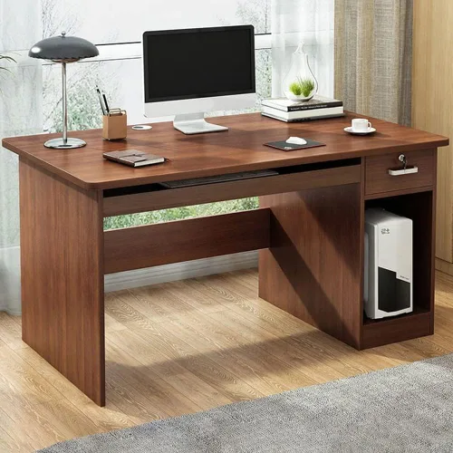 Vista 9 de Escritorio contemporáneo para computadora, escritorio rectangular de oficina con cajones, banco de trabajo de oficina, escritorio individual