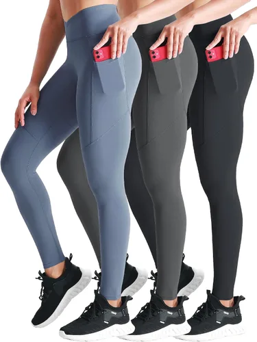 Vista 51 de Neleus calzas de yoga para mujer con bolsillo y cintura alta, para correr, con control de barriga