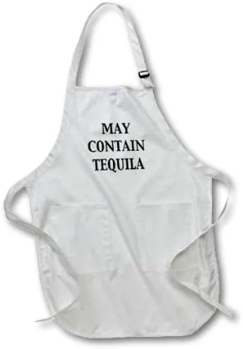 Vista 2 de 3dRose apr_149796_1 May Contain Tequila Delantal de longitud completa con bolsillos, 22 x 30 pulgadas, blanco