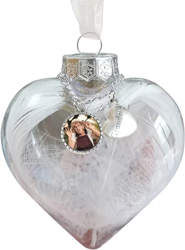 Vista 6 de Adornos de bola personalizados, árbol colgante de bola de fotos personalizada, bolas de decoración de Navidad, bola de adornos rellenables de plumas