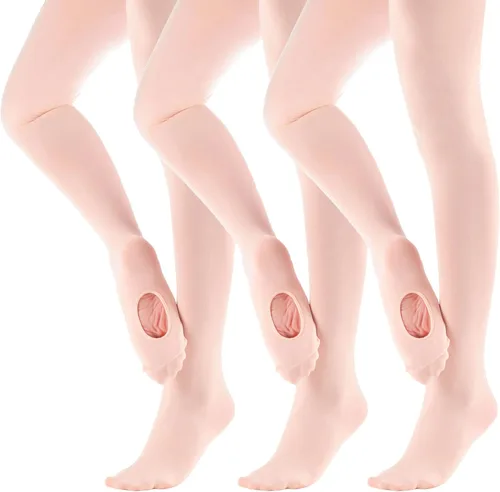 Vista 2 de MdnMd Girls' Women's Ballet Tights Ultra Soft Convertible Dance Leggings Transition Tights for Toddler Kids Adult
