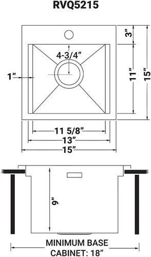 Vista 9 de Ruvati RVQ5215 - Fregadero de estación de trabajo para barbacoa al aire libre, 15 x 15 pulgadas, montaje superior, grado marino, acero inoxidable