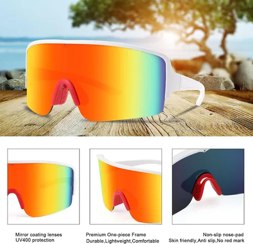 Vista 5 de Karsaer Vision - Gafas de sol deportivas envolventes de los años 80, softbol, béisbol, correr, ciclismo, exteriores, sombras