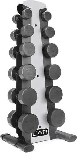 Vista 20 de CAP Juego de mancuernas hexagonales con revestimiento de goma con estante de almacenamiento, opciones de 100 a 210 libras, almacenamiento compacto