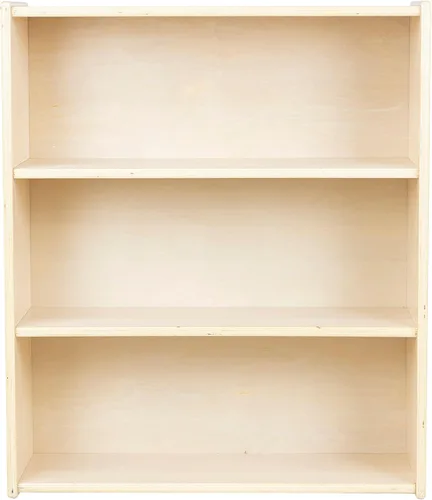 Vista 4 de Estantería de 3 estantes, estantería Montessori y unidad de almacenamiento en madera contrachapada de abedul, organizador de suministros de arte