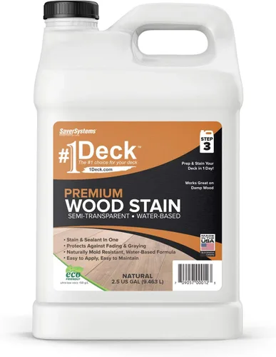 Vista 16 de #1 Deck Premium - Tinte y sellador de madera semitransparente para exteriores en uno - Tinte de madera a base de agua para cubiertas, vallas