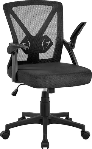 Vista 12 de Topeakmart Escritorio giratorio de oficina ergonómico de malla ajustable soporte lumbar para computadora, respaldo medio, reposabrazos