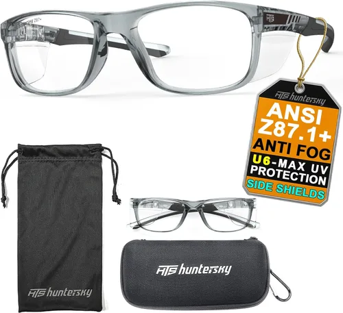 Vista 10 de HTS HUNTERSKY TR90NZZ - Lentes de seguridad con escudo lateral, tamaño pequeño, para mujeres y hombres, ANSI Z87, anti niebla, resistentes a