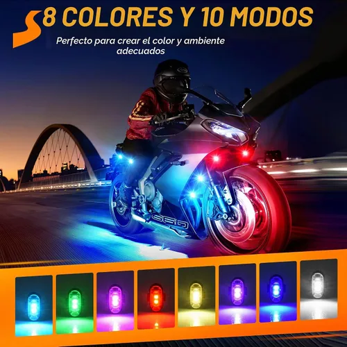 Vista 2 de 8 luces estroboscópicas LED inalámbricas, luz estroboscópica LED inalámbrica de alto brillo, 8 colores, 10 modos de flash, carga USB, impermeable