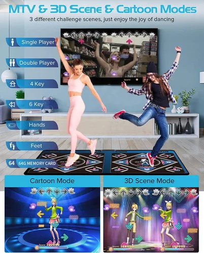 Vista 5 de Alfombrilla de baile electrónica musical HDMI con cámara, una tarjeta de memoria grande de 64G, incluye 1000 juegos, 650 canciones, 81 videos