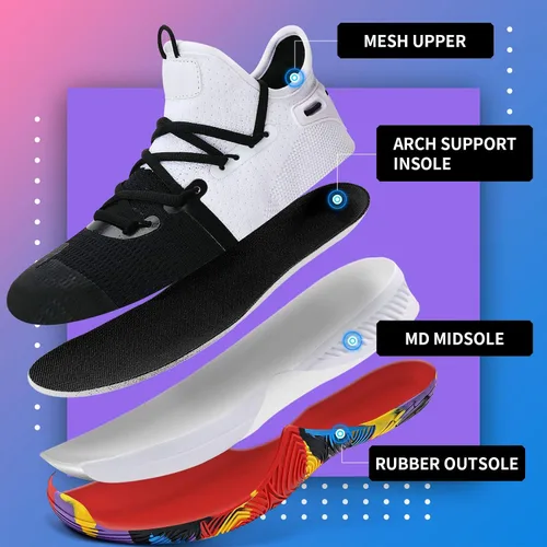 Vista 4 de WETIKE - zapatillas de básquetbol antideslizantes para niños y niñas, zapatillas para correr al aire libre (niños pequeñosniños grandes)