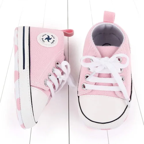 Vista 5 de Sekantrol Zapatos unisex para bebés, niñas y niños, suela suave, lona para recién nacidos, primeros pasos, zapatillas altas antideslizantes
