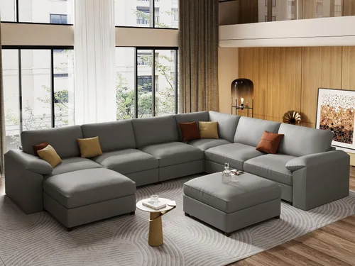 Vista 77 de EASE MOOSE Sofá modular seccional, sofá en forma de U para sala de estar Beige