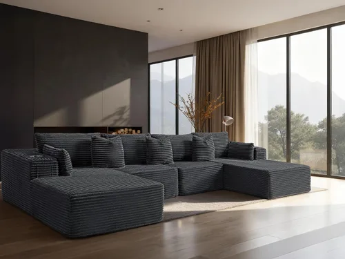 Vista 102 de Sofá modular de gran tamaño de 108 pulgadas, cómodo sofá deshuesado en forma de U para sala de estar, asientos extra profundos, sin montaje, sofá
