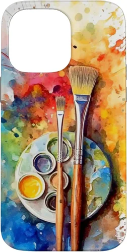 Vista 21 de Watercolor Paints Paleta y pincel pintor artista caso para iPhone 17